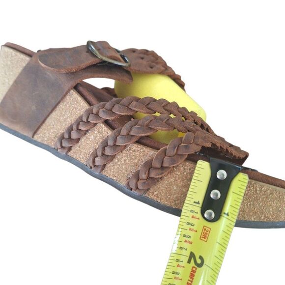 White Mountain Chantilly Comfort Slides Braided Nubuck Straps Brown 9 Sandals - Picture 16 of 16